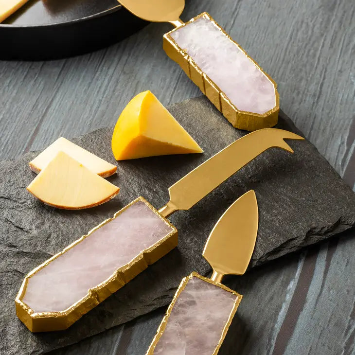 Gauri Kohli: Brittany Rose Quartz Cheese Knives, Set of 3