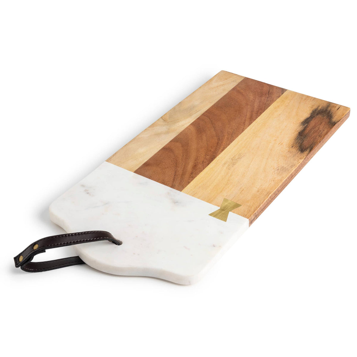 Gauri Kohli: Darvaza Marble & Wood Cutting Board - 18" L x 8.75" W