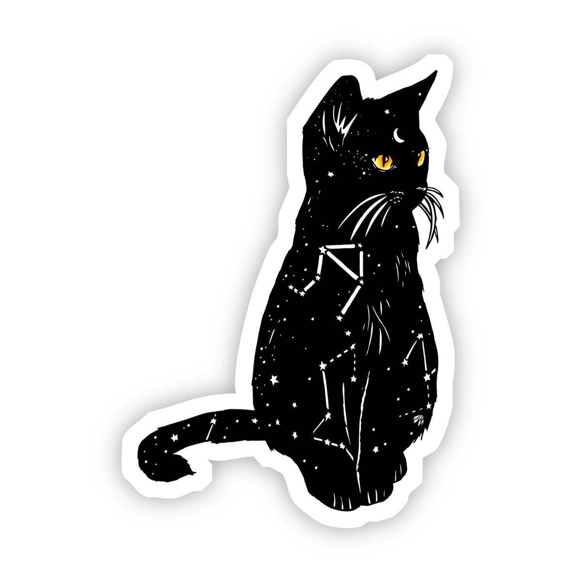 Big Moods: Black Cat with Yellow Eyes and Constellation Sticker