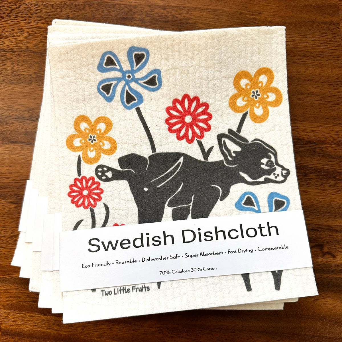 Two Little Fruits: Swedish Dishcloth - Funny Dog Dishcloth – Reusable Swedish