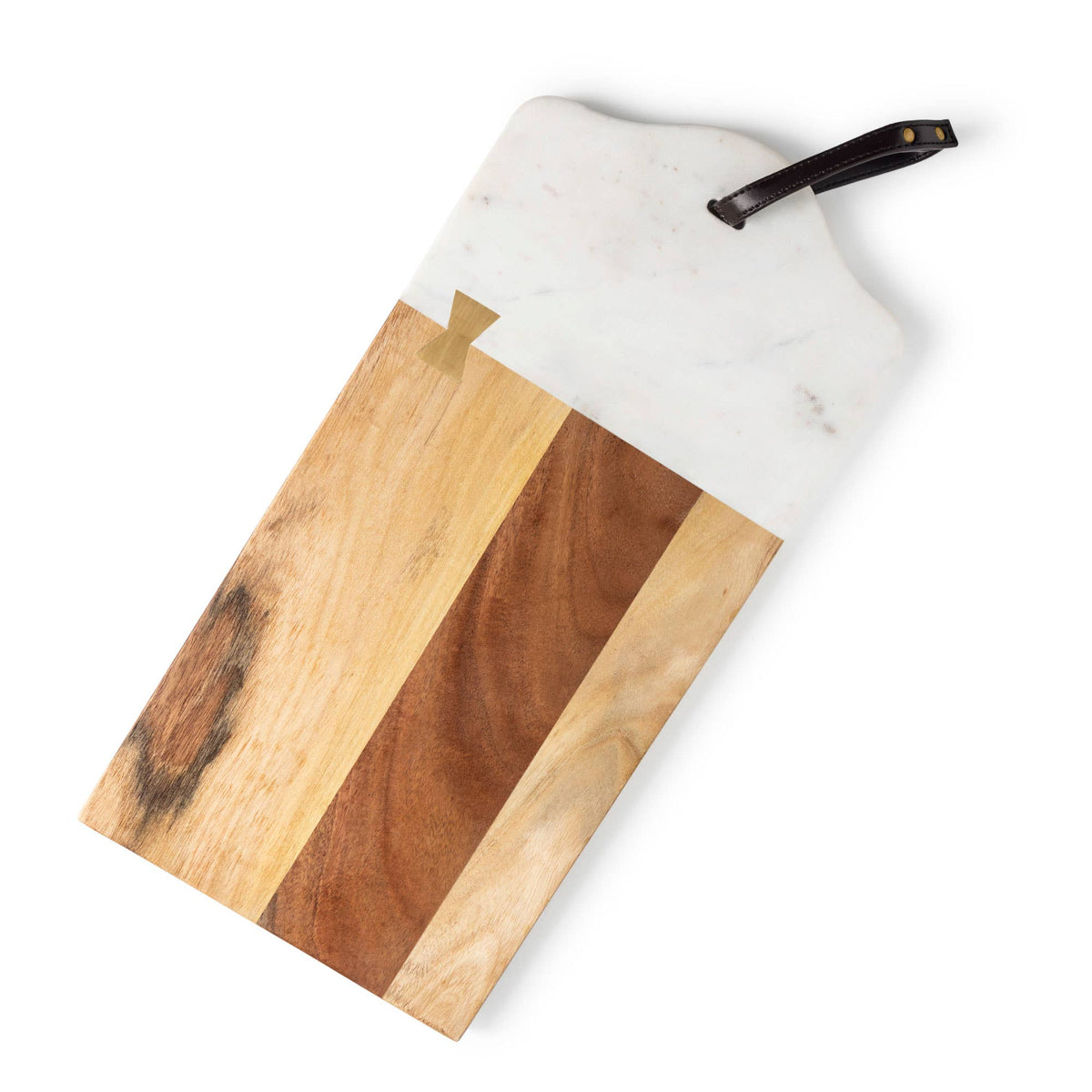 Gauri Kohli: Darvaza Marble & Wood Cutting Board - 18" L x 8.75" W