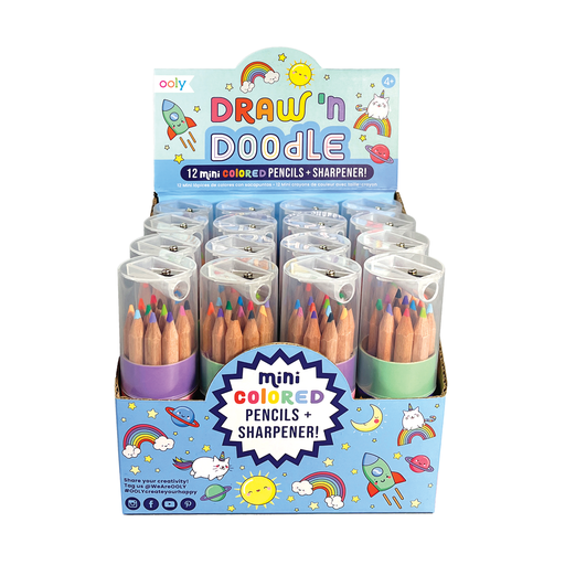 OOLY: Draw 'n' Doodle Mini Colored Pencils + Sharpener - Set of 12