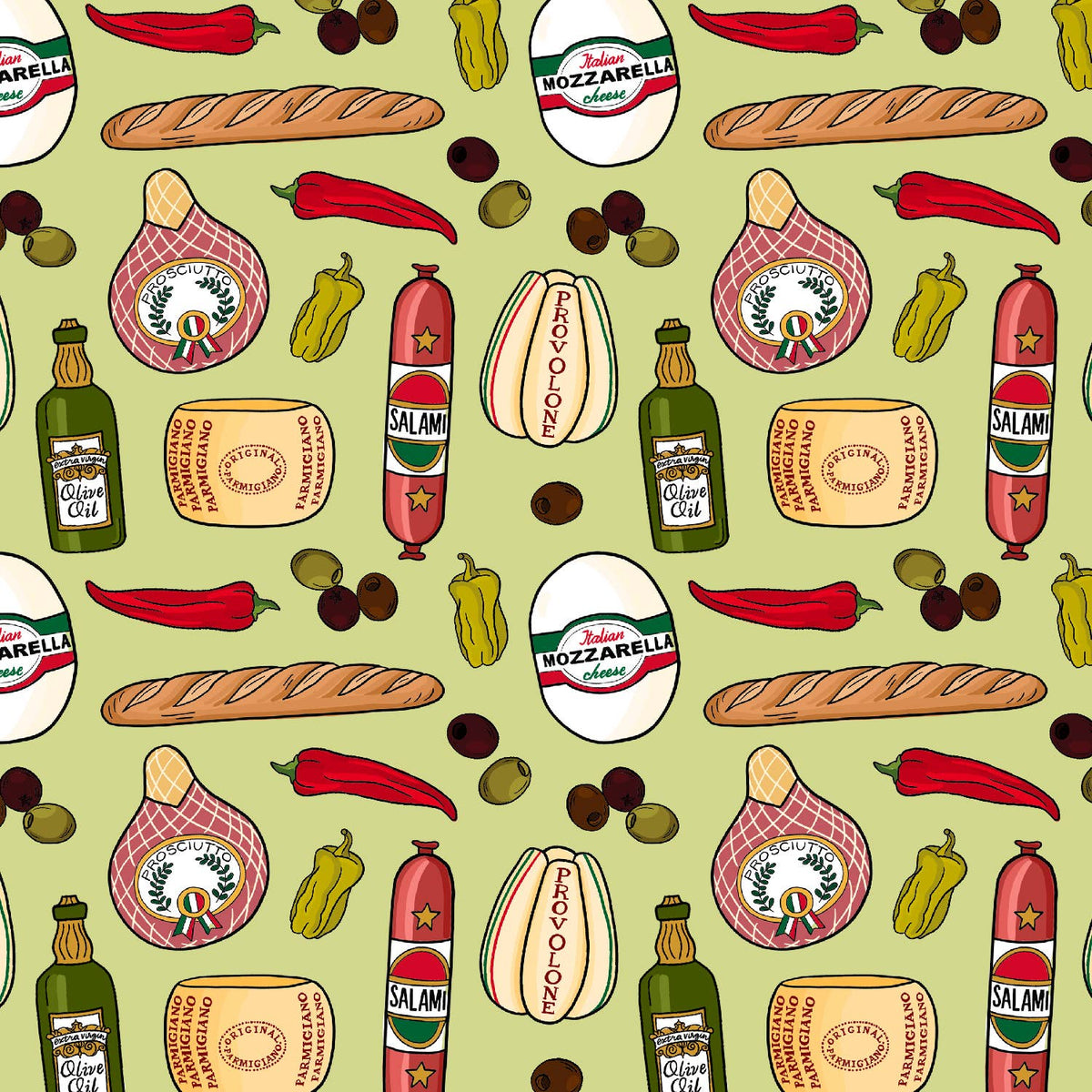 Brittany Paige: Italian Meats & Cheeses Wrapping Paper Roll