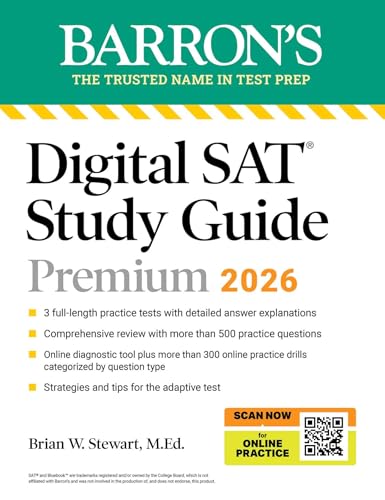 Digital SAT Study Guide Premium, 2026: 3 Practice Tests + Comprehensive Review + Online Practice (Barron's SAT Prep)