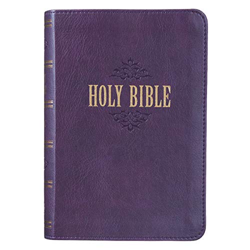 KJV Holy Bible, Large Print Compact Bible, Purple Faux Leather Bible w/Ribbon Marker, Red Letter Edition, King James Version