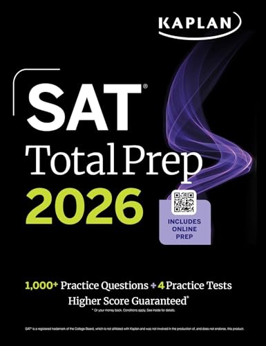 SAT Total Prep 2026: Includes 4 Full Length Practice Tests, 1,100+ Practice Questions + 1 Year Access to Online Quizzes and Video Lessons and Tutorials (Kaplan Test Prep)