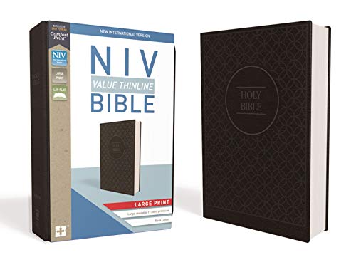 NIV, Value Thinline Bible, Large Print, Leathersoft, Gray/Black, Comfort Print