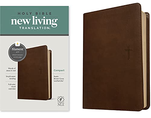NLT Compact Bible, Filament-Enabled Edition (LeatherLike, Rustic Brown, Red Letter)