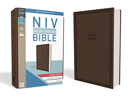 NIV, Value Thinline Bible, Large Print, Leathersoft, Brown, Comfort Print
