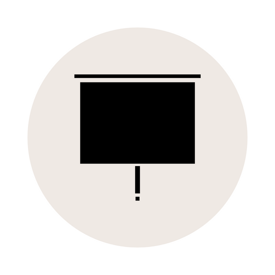 A monochrome projector icon featuring a black and white color scheme