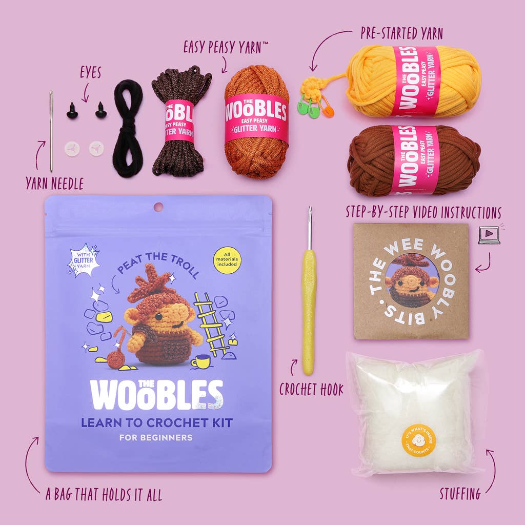 The Woobles: Peat the Troll Crochet Kit