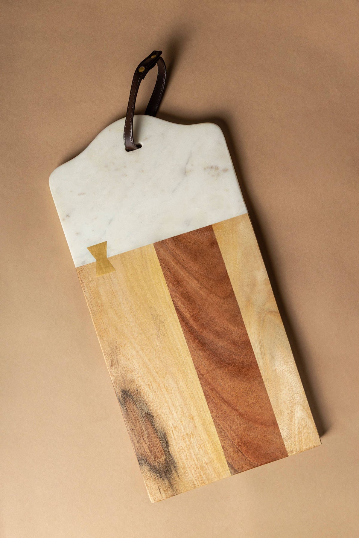 Gauri Kohli: Darvaza Marble & Wood Cutting Board - 18" L x 8.75" W