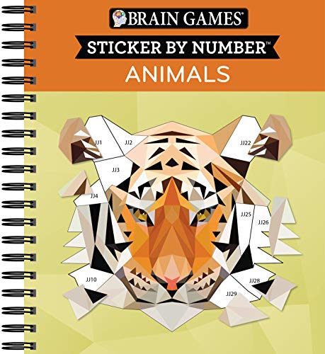 Brain Games - Sticker by Number: Animals - 2 Books in 1 (Geometric Stickers)