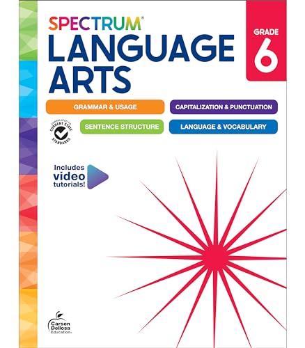 Spectrum 6th Grade Language Arts Workbook, 6th Grade Books Covering Punctuation, Capitalization, Sentence Structure, English Grammar, Vocabulary, Language Arts 6th Grade Curriculum