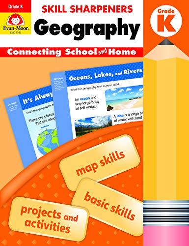Evan-Moor Skill Sharpeners: Geography Grade K Student Edition Supplemental or homeschool Activity Book, Basic Map Skills