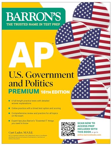 AP U.S. Government and Politics Premium, Sixteenth Edition: Prep Book with 6 Practice Tests + Comprehensive Review + Online Practice (2026) (Barron's AP Prep)