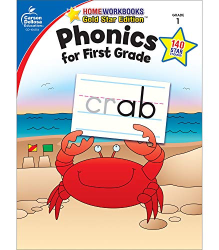 Carson Dellosa | Phonics for First Grade Workbook, 64pgs (Home Workbooks)