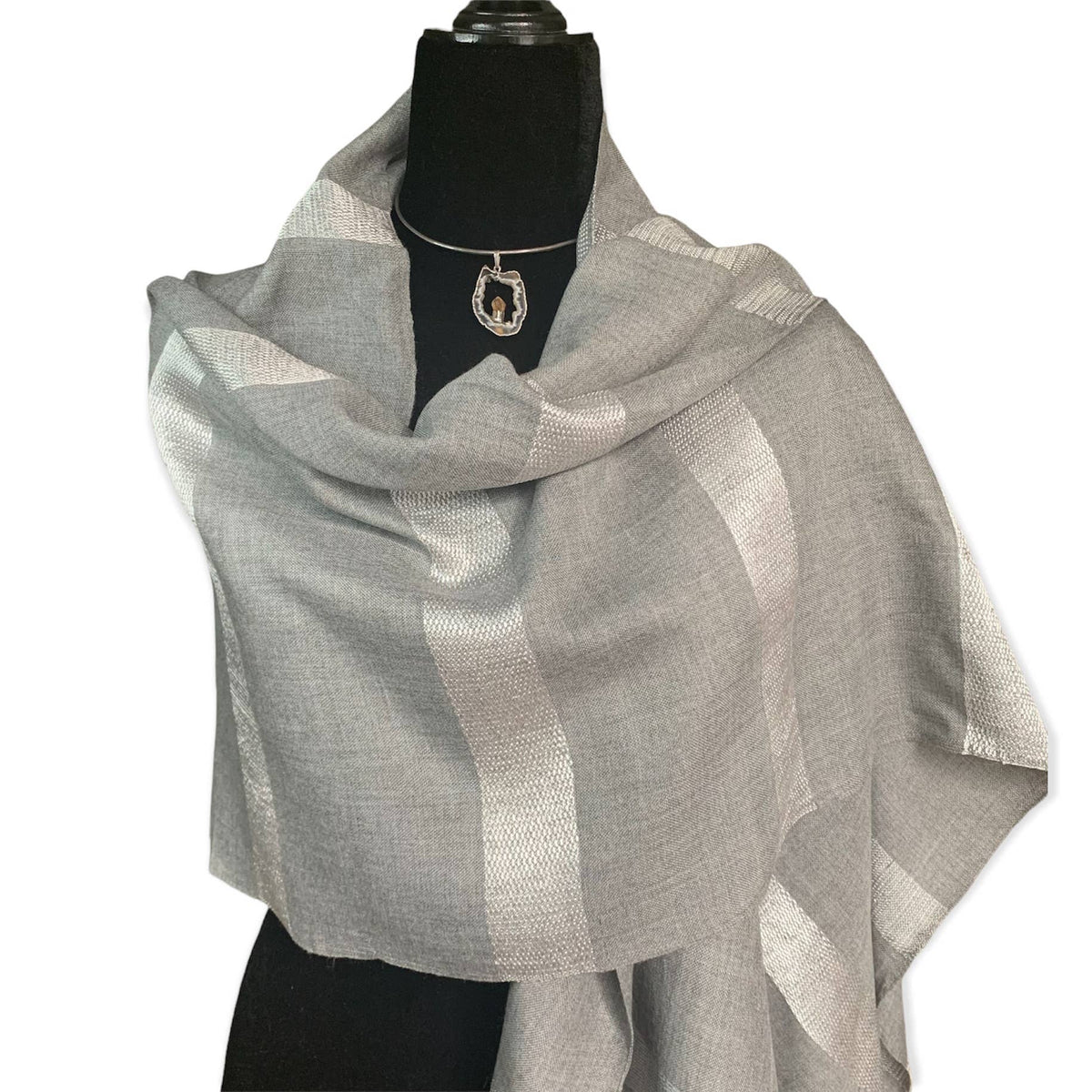 Helyat Handwoven Bamboo Viscose Scarf - Silver