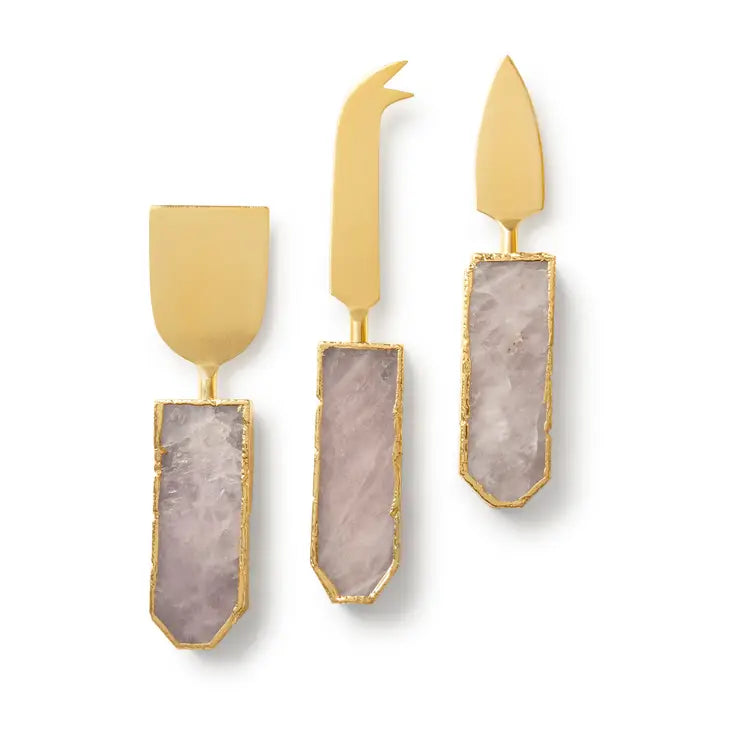 Gauri Kohli: Brittany Rose Quartz Cheese Knives, Set of 3