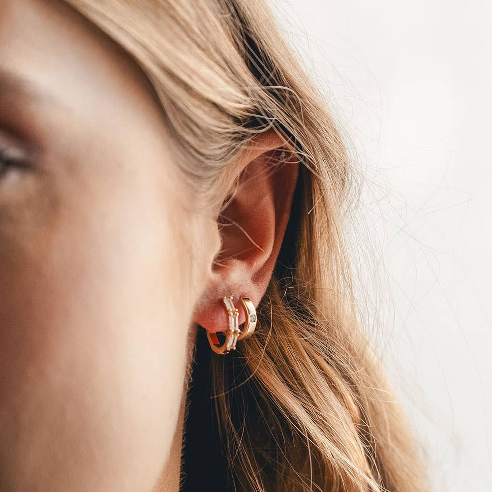 Amano Studio: Baguette Hoop Crystal Earrings