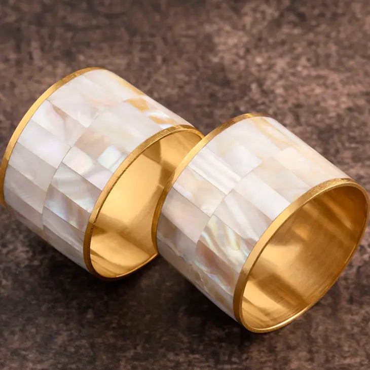 Gauri Kohli: Serena White Pearl Napkin Rings, Set of 6