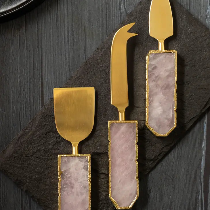 Gauri Kohli: Brittany Rose Quartz Cheese Knives, Set of 3