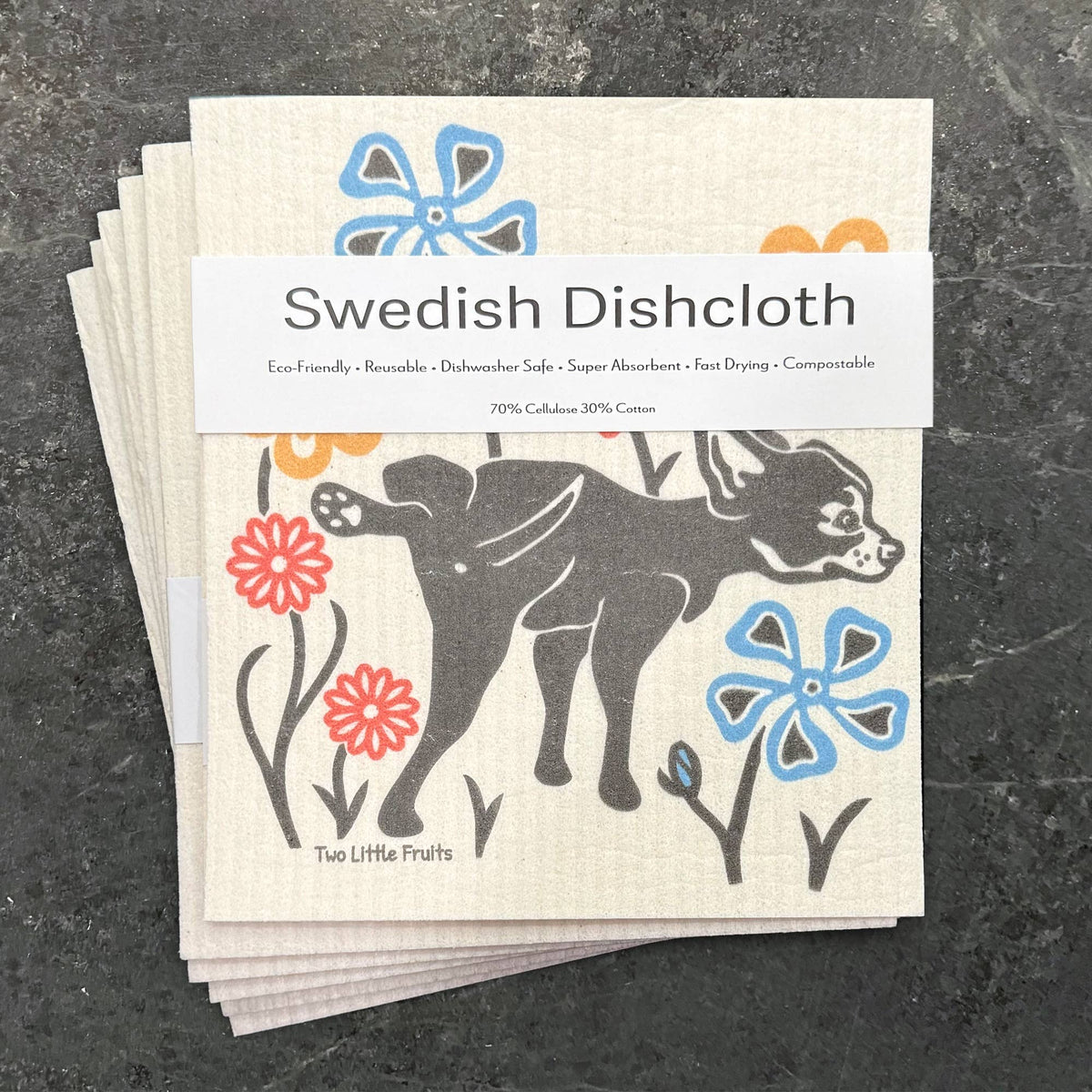Two Little Fruits: Swedish Dishcloth - Funny Dog Dishcloth – Reusable Swedish