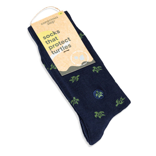 Conscious Step: Socks that Protect Turtles (Navy Turtles)