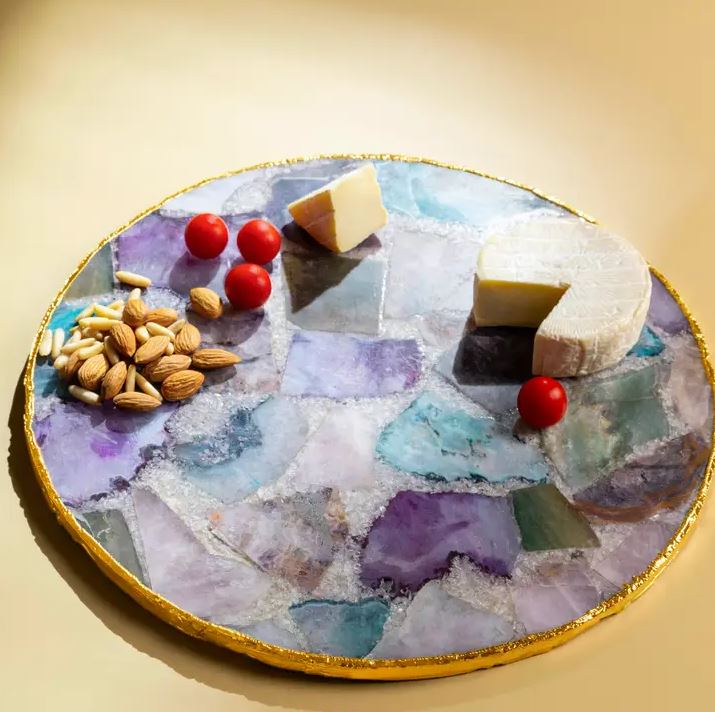 Gauri Kohli: Radiance Agate & Gold Cheese Board, Large