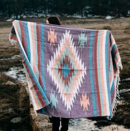 West Path: Purple Pastel Aztec Diamond Blanket