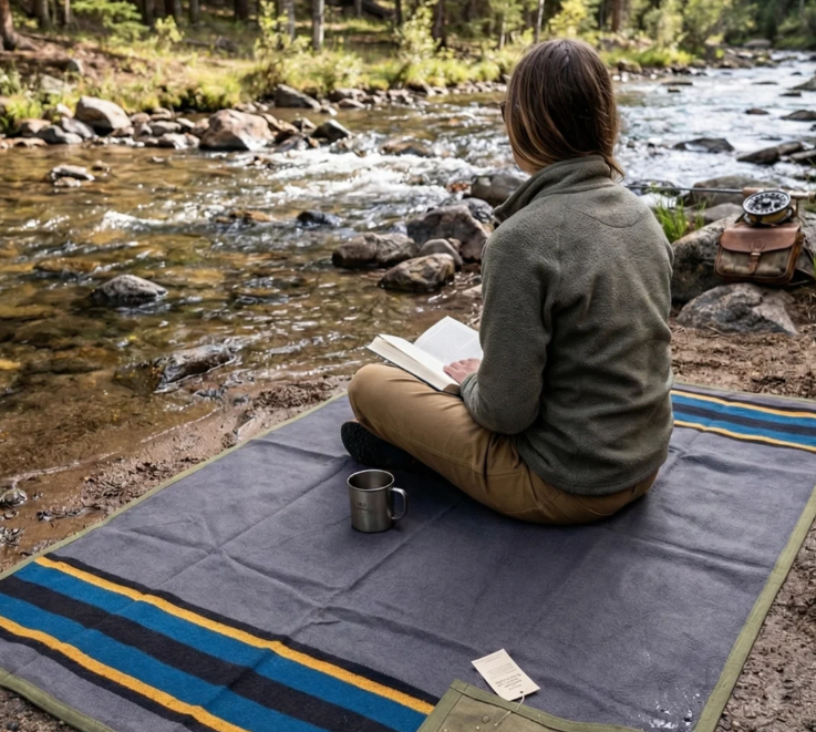 West Path: Waxed Canvas Weighted Camping Blanket