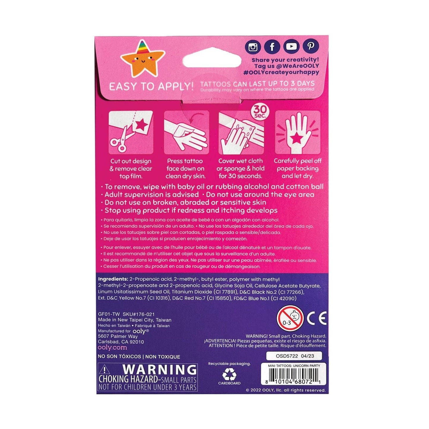 OOLY: Mini Temporary Tattoos - Unicorn Party