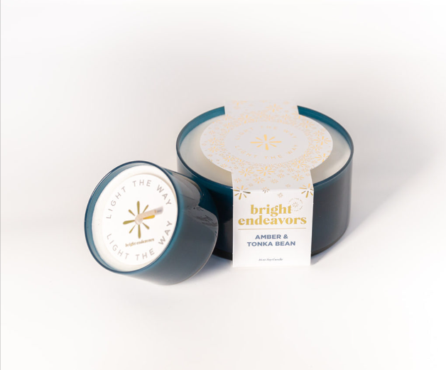 Bright Endeavors Candle: Amber & Tonka Bean Soy Candle (16 oz. Glass)