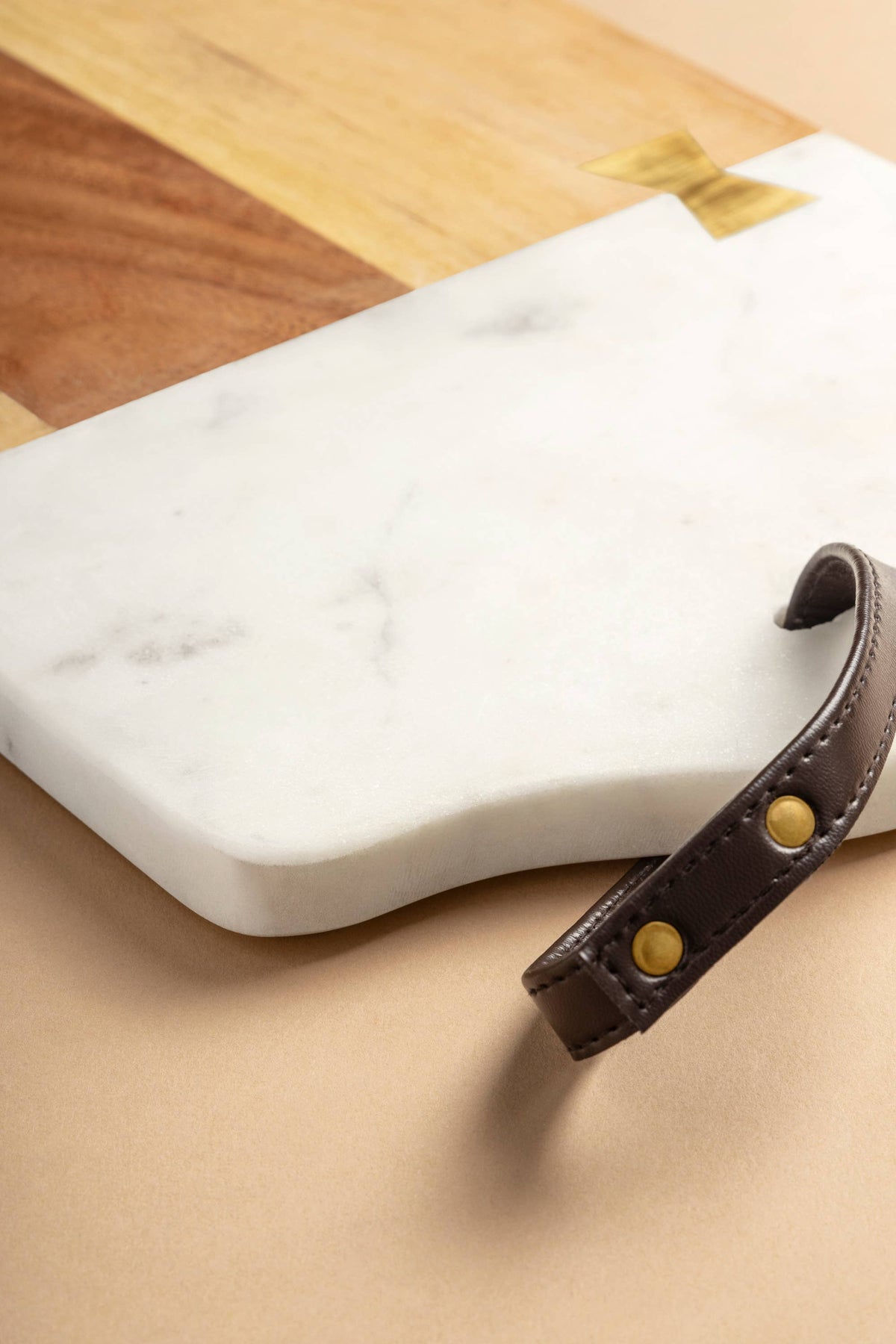 Gauri Kohli: Darvaza Marble & Wood Cutting Board - 18" L x 8.75" W