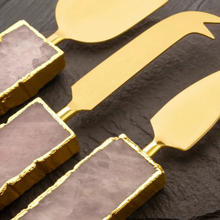 Gauri Kohli: Brittany Rose Quartz Cheese Knives, Set of 3