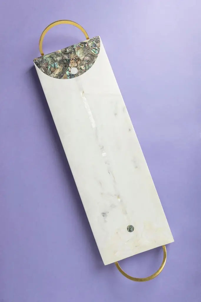 Gauri Kohli: Volga Marble Cheese Board - 18.0" x 6.0"