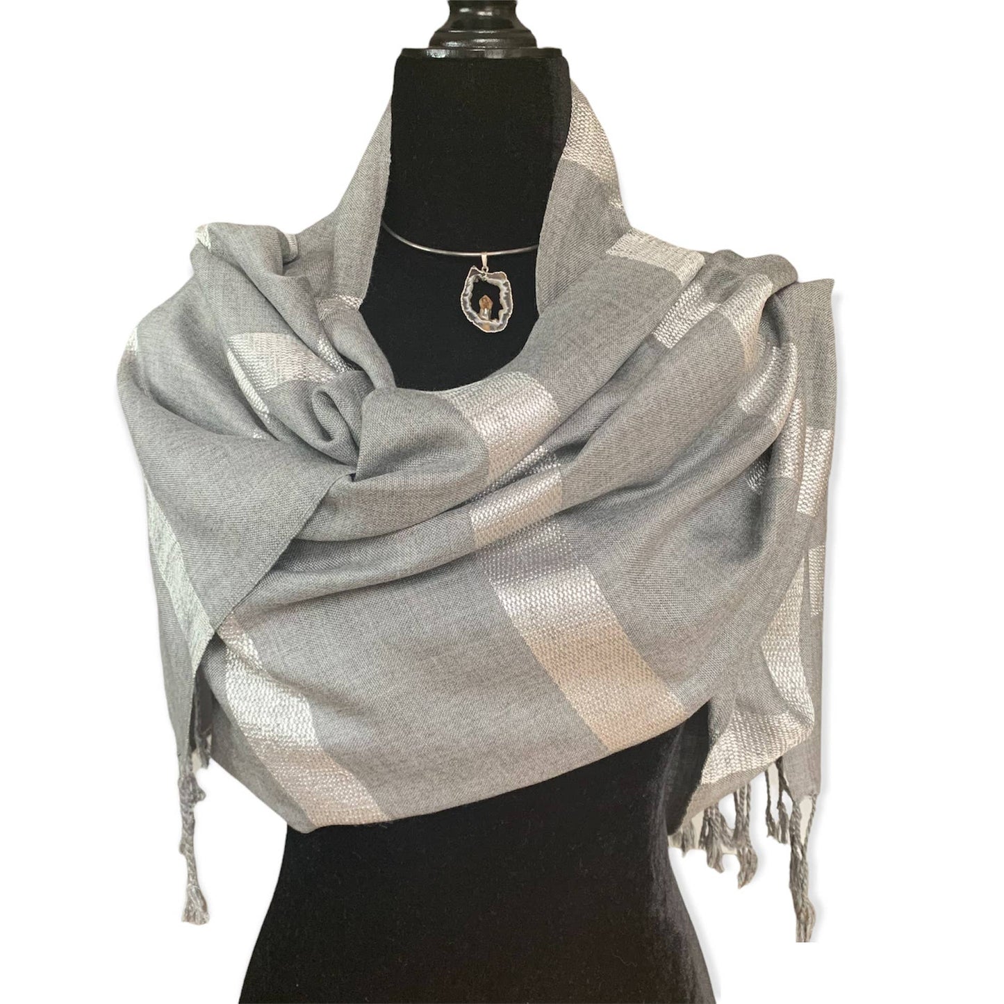 Helyat Handwoven Bamboo Viscose Scarf - Silver