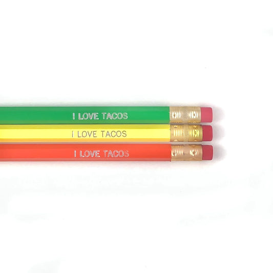 Grey Street Paper: I Love Tacos Set of 3 Pencils
