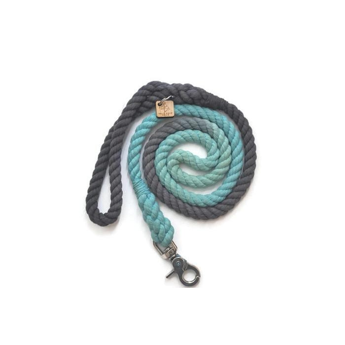 Kal's Canine Creative: Grey and Aqua Rope Dog Leash