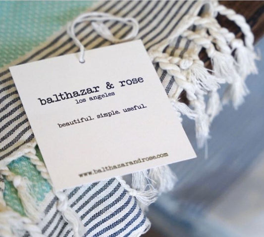 Balthazar & Rose Foutas Towels: White Stripes Turquoise
