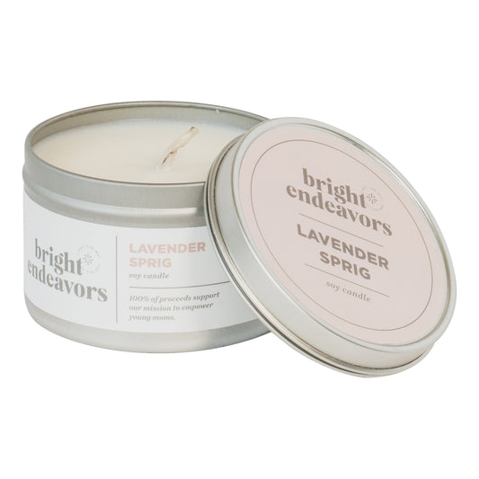 Bright Endeavors Candle: Lavender Sprig Soy Candle (8 oz. Tin)