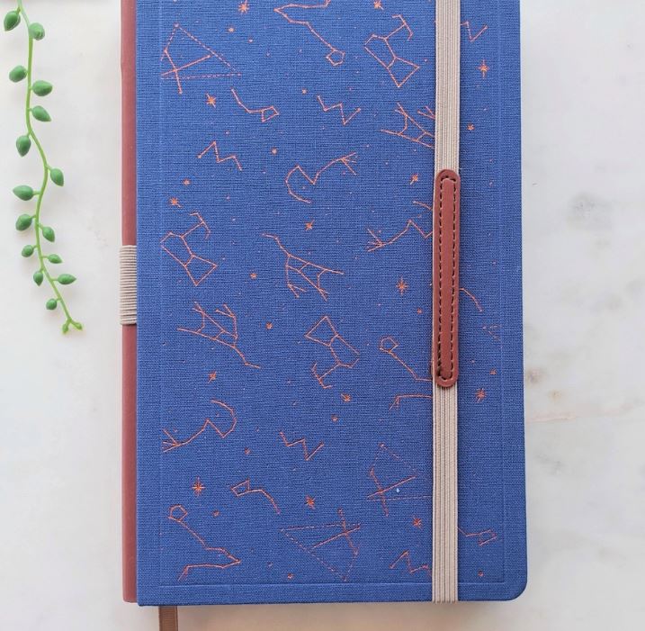 Denik: Evelynn Blue Embroidered Notebook Art Pouch with Elastic