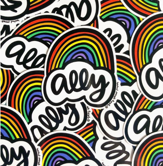 Grey Street Paper: LGBTQ Ally Rainbow Sticker