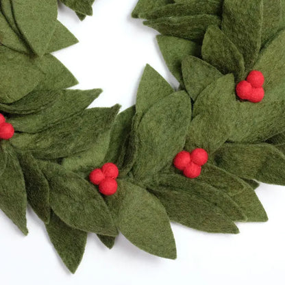 The Winding Road: Christmas Decor Wreath - Green with Holly