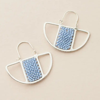 Matr Boomie Fair Trade: Rajiyah Beaded Fan Earrings - Silver, Turquoise