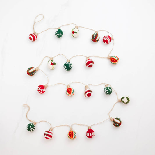 The Winding Road - Emboridered Christmas Ball Garland