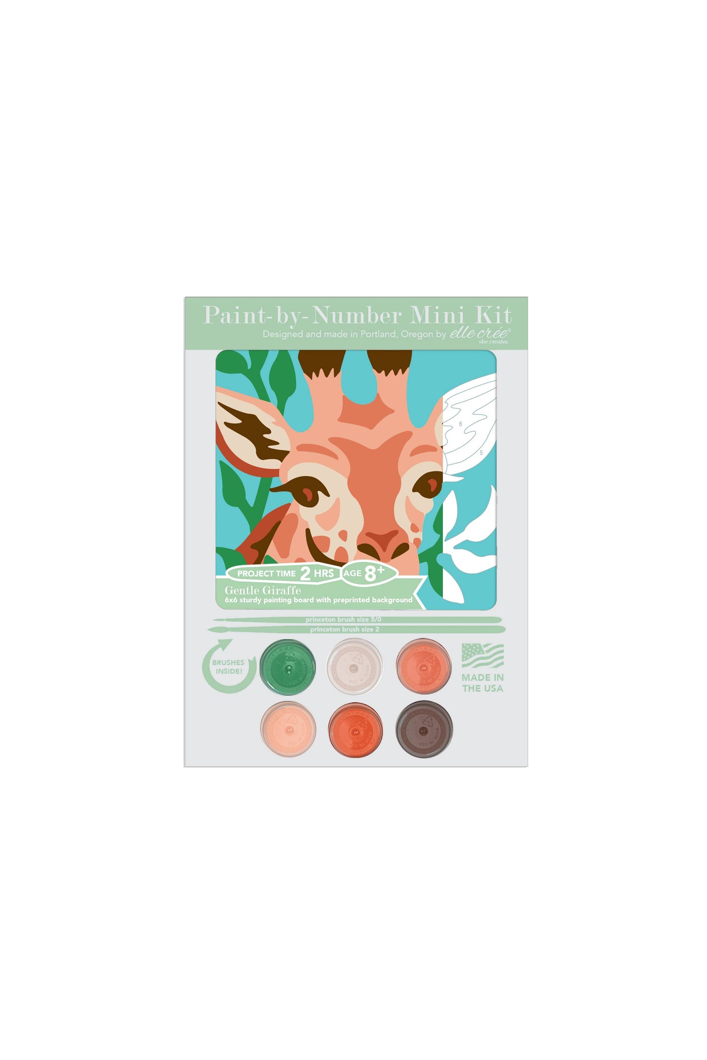 Elle Crée (She Creates): KIDS MINI Gentle Giraffe Paint-by-Number Kit