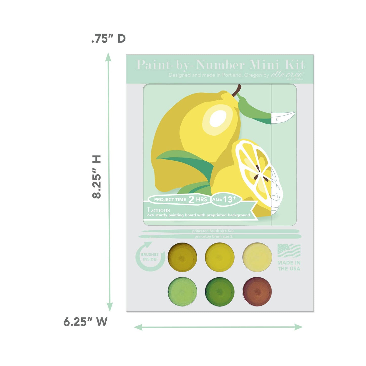 Elle Crée (She Creates):  Lemons MINI Paint-by-Number Kit