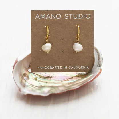 Amano Studio: Fresh Water Pearl on Huggie Hoops