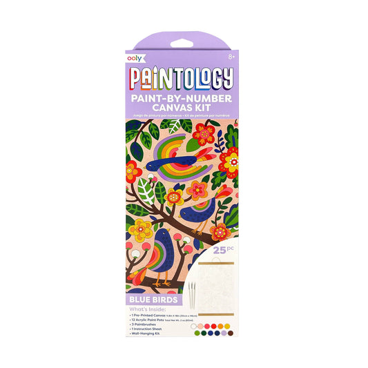 OOLY: Paintology Paint By Number Canvas Kit - Blue Birds 25 PC Set